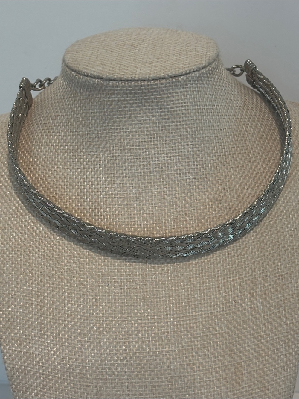 Silver Braided Choker Necklace - Women Jewelry